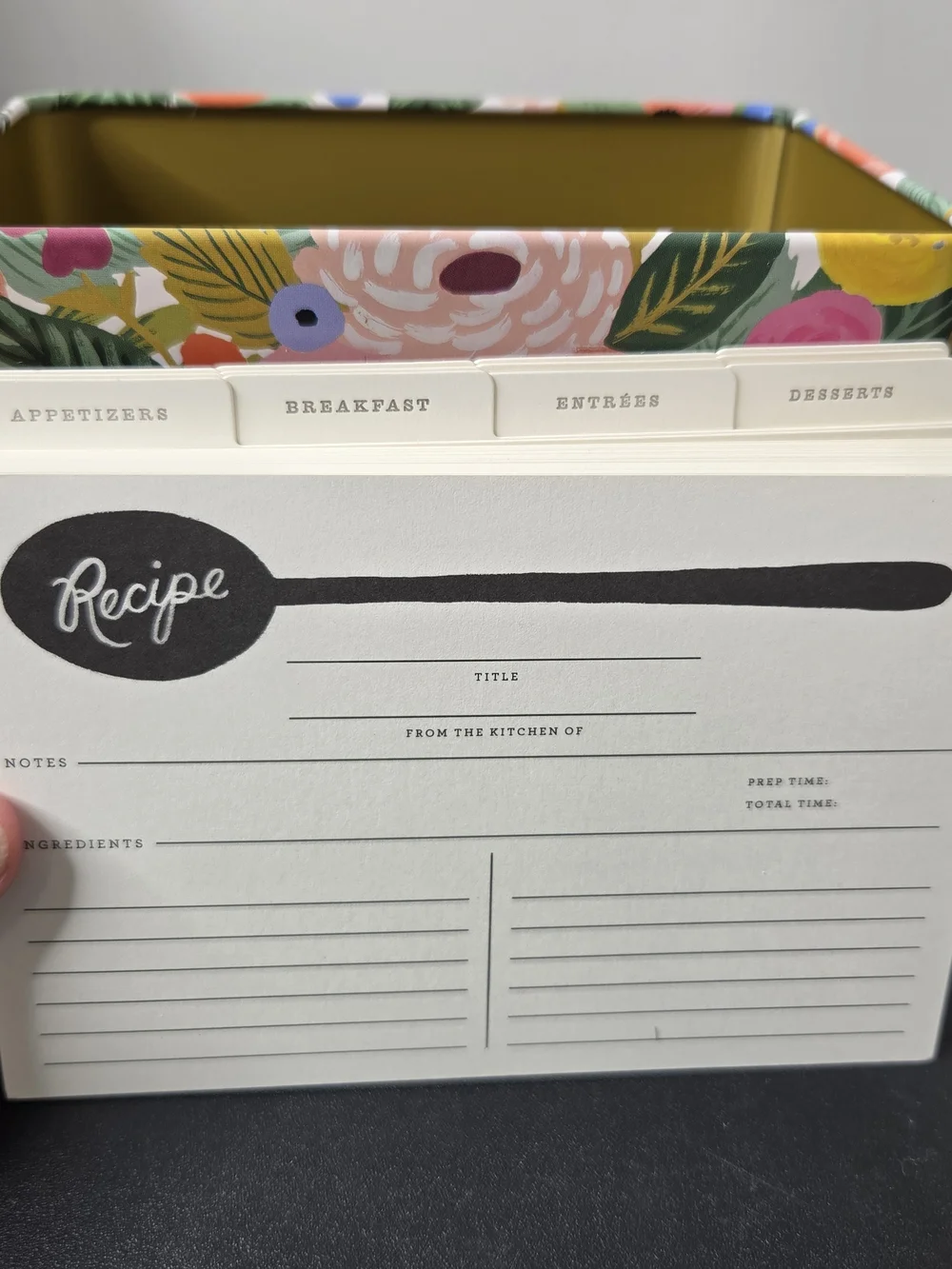Rifle Paper Co × Anthropologie Floral Tin Recipe Box